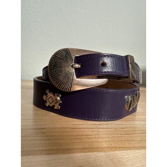 Silver Creek Leegin Purple Leather Western Belt Southwest Concho 30 main image 13